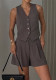 Women Spring Solid Sleeveless V-Neck Tank Top and Shorts Two-Piece Set