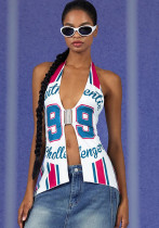 Women Sexy Print Halter Neck Top