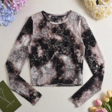 Women Summer Crop Lace Printed Top