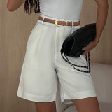 Women Spring Solid Knee-Length Shorts