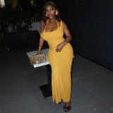 Women Summer Sexy Sleeveless Halter Neck Bodycon Dress