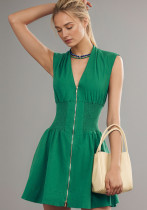 Women Career V-neck zippered cardigan dress Women Career V-neck zippered cardigan dress