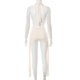 Women slouch Halter Neck sleeveless Backless Top and shorts two-piece suit