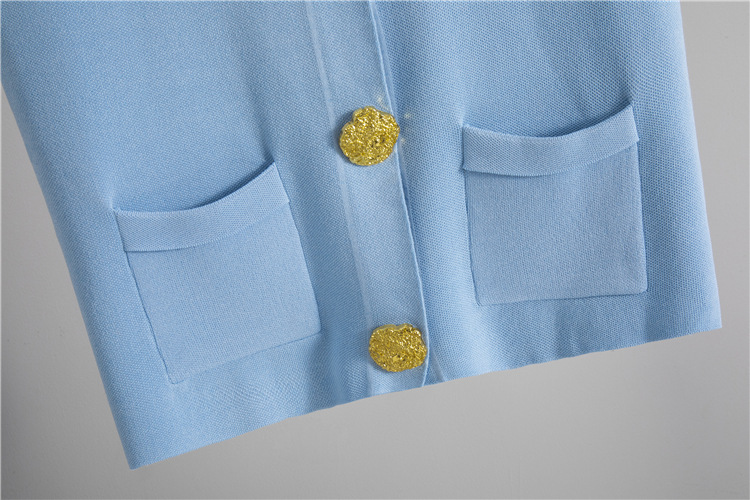 Button V-neck Knitted Vest Casual Pants Fashion Two-piece Suit