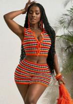 Women Sexy Knitting Top and Shorts Two-Piece Set Women Sexy Knitting Top and Shorts Two-Piece Set