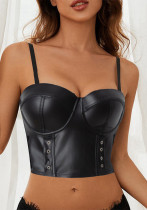 Women suspender sexy Pu-Leather Tank Top bra Basics fishbone Top Women suspender sexy Pu-Leather Tank Top bra Basics fishbone Top