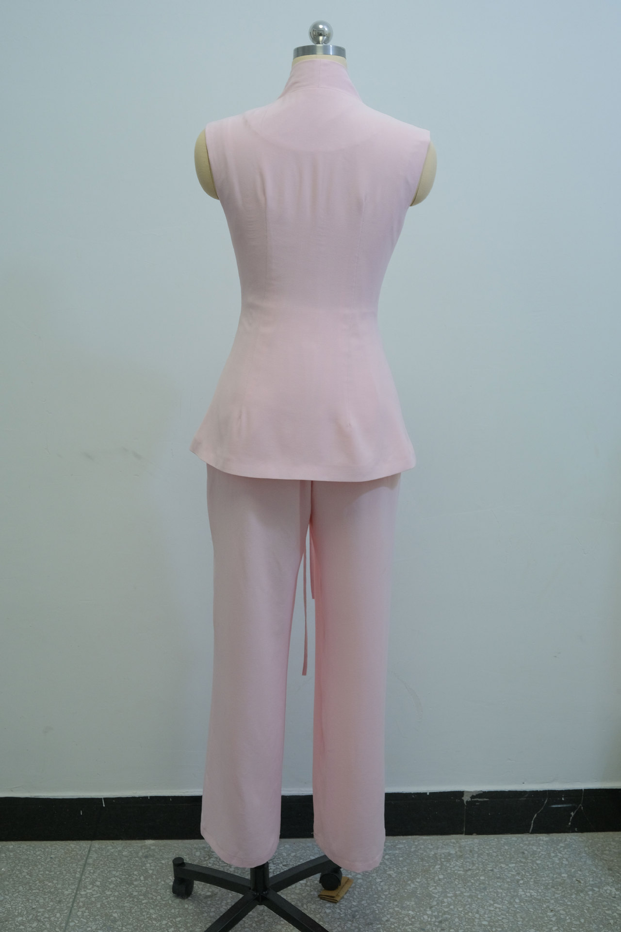 Women Spring V-neck Sleeveless Flower Top Trousers Two-piece Set