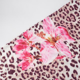 Women's Chic Flower Leopard Print V-neck Low Back Slim Long Dress