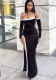Summer Fashion White Contrast Color High-Slit Halter Neck Dress
