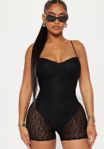 Women's Sexy Fake Two-Piece Strap Low Back Lace Patchwork Jumpsuit Women's Sexy Fake Two-Piece Strap Low Back Lace Patchwork Jumpsuit