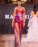Sexy Flower Sequin Strapless High Split Slim Evening Dress