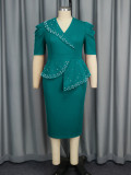Women Beaded Ruffle Party Bodycon Dresses