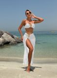 Solid Color Metal Oyster Buckle Three-Piece Bikini Swimsuit