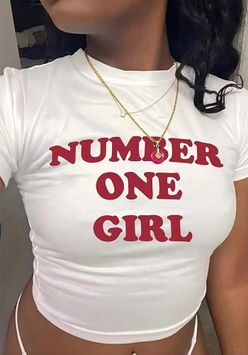 Letter Slogan Print Summer Y2K Street Hip-Hop Rock Style Slim Crop Top