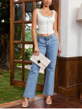 Women sexy Lace-Up Lace Patchwork Backless Suspender Top