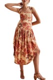 Women Holidays cross-strap print dress