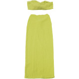 Women Summer Sexy Strapless Top and Long Skirt Two-Piece Set