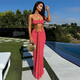 Women Summer Sexy Strapless Top and Long Skirt Two-Piece Set