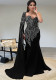 Women Spring Summer Beaded Strapless Shawl Long Sleeve Evening Dress