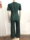 Women Fashion Short Sleeve Button Jumpsuits