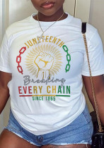 Women Letter Printed Round Neck T-shirt Women Letter Printed Round Neck T-shirt