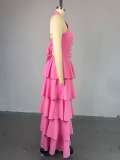 Women summer Halter Neck vest and cake skirt two-piece set