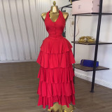 Women summer Halter Neck vest and cake skirt two-piece set