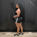 Women Sports Casual Sexy Suspender Top and Shorts Two-Piece Set
