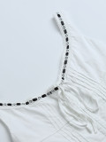 Women sexy Lace-Up Lace Patchwork Backless Suspender Top