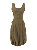 Women Casual Solid Sleeveless Dress