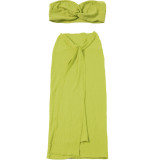 Women Summer Sexy Strapless Top and Long Skirt Two-Piece Set