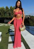 Women Summer Sexy Strapless Top and Long Skirt Two-Piece Set