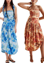 Women Holidays cross-strap print dress Women Holidays cross-strap print dress