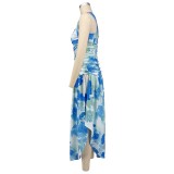 Women Holidays cross-strap print dress