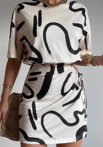 Women Summer Tie-Dye Gathered Bodycon Dress