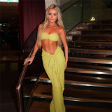 Women Summer Sexy Strapless Top and Long Skirt Two-Piece Set