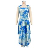 Women Holidays cross-strap print dress