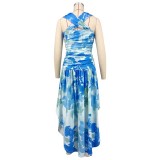 Women Holidays cross-strap print dress
