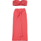 Women Summer Sexy Strapless Top and Long Skirt Two-Piece Set