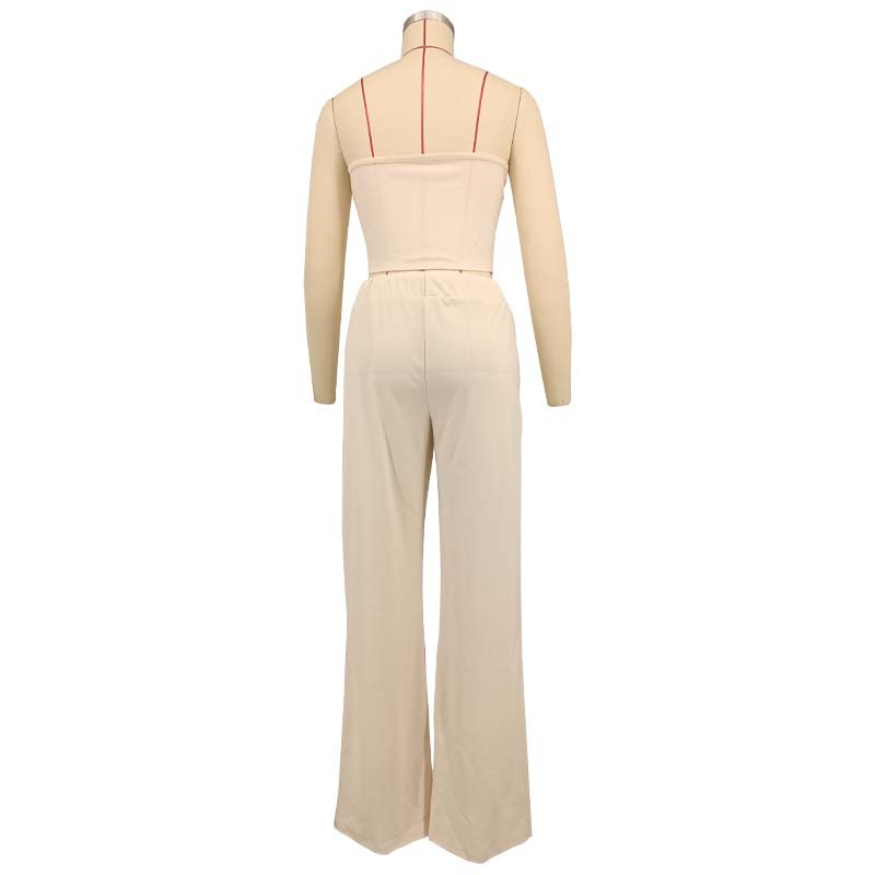 Women heart-shaped Strapless Top and Casual trousers two-piece set