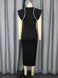 Women Round Neck Formal Party Slit Elegant Dress