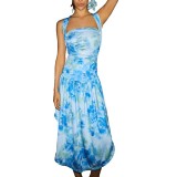 Women Holidays cross-strap print dress