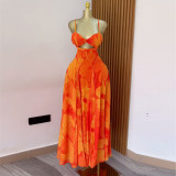 Women summer printed suspenders Strapless dress