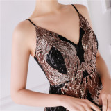 Summer Formal Sequin Sleeveless V-Neck Mermaid Evening Dress