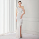Summer Elegant One Shoulder Slit Cocktail Evening Dress