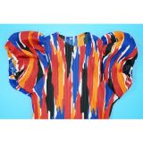 Fashionable Women's Puff Short-Sleeved Printed Dress