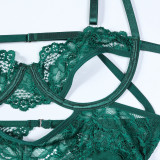 Sexy Hollow Strap Sheer Nightdress Thong Two-Piece Lingerie Set