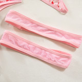 Sexy Butterfly Embroidery Lace-Up Three-Piece Lingerie Set