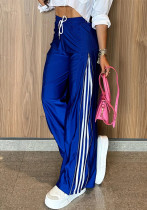 Women's Side Color Block Ribbon High Slit Zipper Wide Leg Sports Pants Women's Side Color Block Ribbon High Slit Zipper Wide Leg Sports Pants