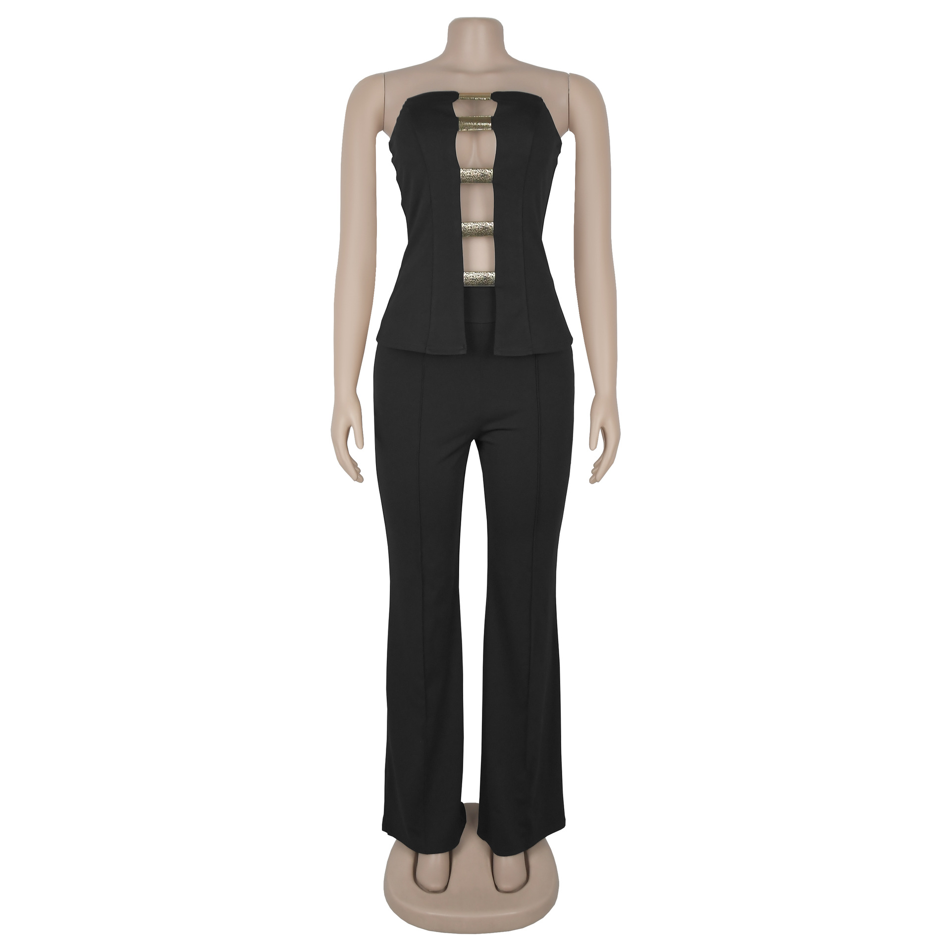 Fashion Women's Sexy Strapless Two-Piece Trousers Set